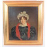 British School (19th century) - 'Half length portrait of a lady', oil on canvas, 35cm x 30cm,