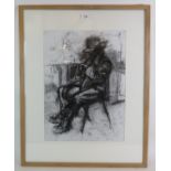 Ian Norris (b 1960) - 'Study of a seated male figure', charcoal, inscribed by hand verso,