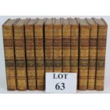 Eleven leather bound volumes of the History of the Decline and Fall of the Roman Empire by Edward