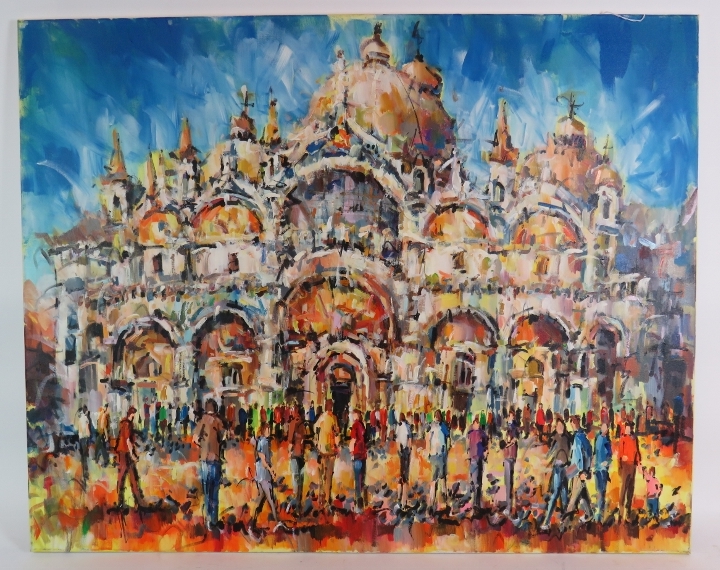 Olivia Pilling (b 1985) - 'St Mark's Basilica, Venice', oil on canvas, stretchered but unframed.