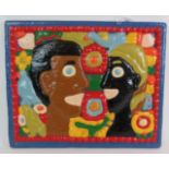 French School (20th century) - A highly decorative mid century relief carved wooden plaque with