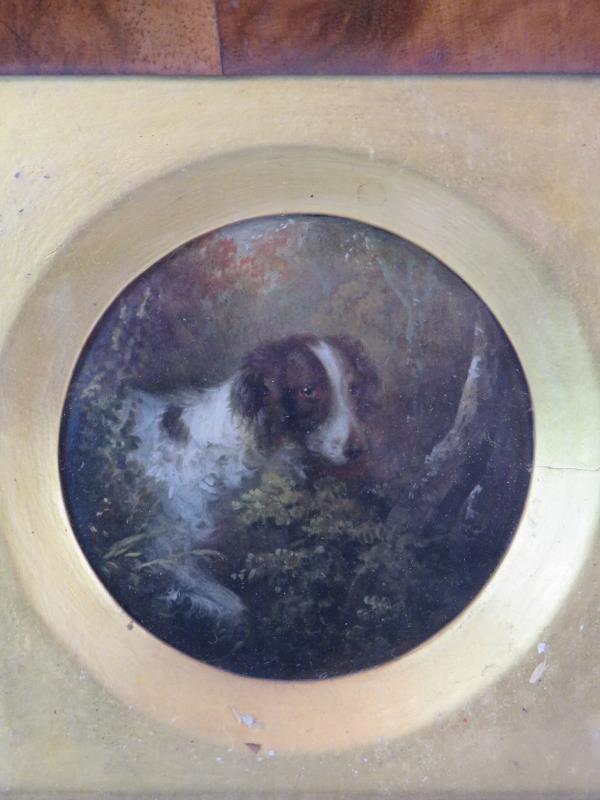 British School (19th Century) - 'Dog in the undergrowth', miniature circular oil on panel, - Image 2 of 4