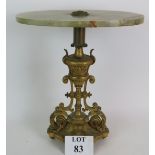 A small ornate wine table/display stand with green onyx top mounted on a 19th Century French ormulu
