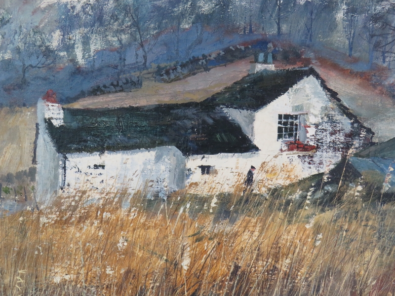 Jeremy King (b 1933) - 'Lakeland Farm', oil on panel, signed, dated '77', inscribed verso, - Image 2 of 5