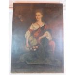 British School (18th/19th century) - 'Woman with a lamb', oil on canvas, 127cm x 94cm,