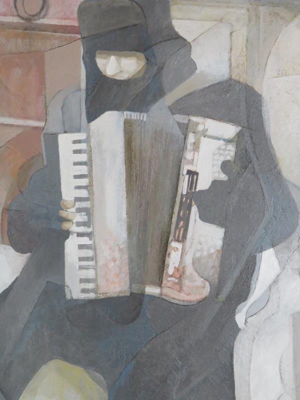 Robert Jenkins (Contemporary) - 'Accordion Player', oil on canvas, signed and dated 2008, - Image 2 of 5