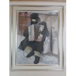 Robert Jenkins (Contemporary) - 'Accordion Player', oil on canvas, signed and dated 2008,