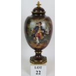 A 19th Century Royal Bonn porcelain covered vase of ovoid form with a hand painted scene of a