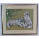 Kay Nixon (1895-1988) - 'Two Cats', watercolour, signed, 40cm x 50cm, framed.