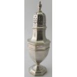 A silver sugar caster of baluster form w