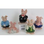 A set of five Wade Natwest Bank piggy ba