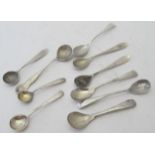 A collection of ten silver salt spoons a