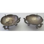 A pair of white metal Chinese dishes, su