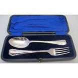 A silver spoon & fork, Sheffield 1921, A