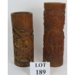 Two Chinese carved bamboo brush pots or