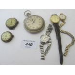 Two silver cased watches, a plated pocke