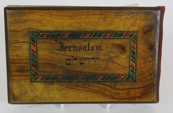 An antique Jerusalem olive wood bound al - Image 5 of 7