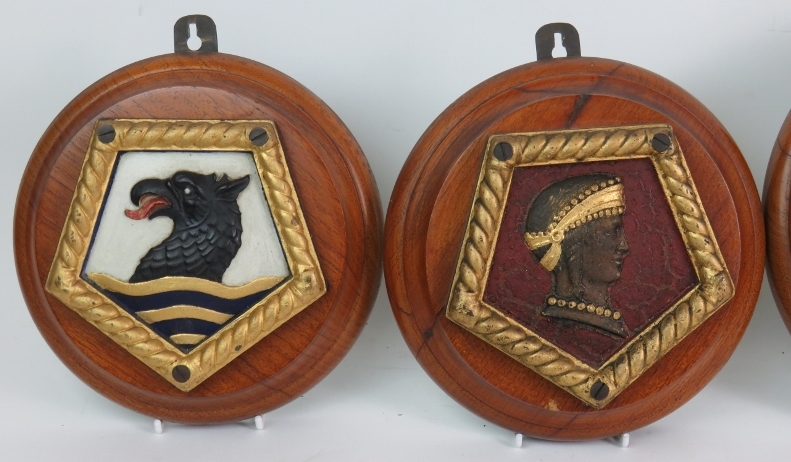 Four heavy cast iron naval ship's crest - Image 3 of 3