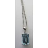 An 18ct white gold aquamarine and diamon