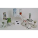 A collection of nine antique and vintage porcelain hat pin stands, tallest 13cm,