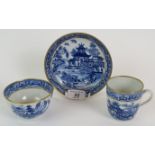 A late 18th Century New Hall English porcelain trio of tea cup,