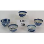 Five late 18th/early 19th Century English and Chinese porcelain tea bowls,