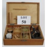 A vintage Microcraft child's microscope set in fitted wooden case. Condition report: Sold as seen.