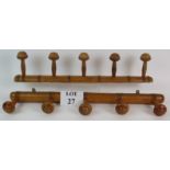 Two early 20th Century faux bamboo coat racks, one turned from beech and the other from oak.