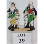 A pair of 19th Century Staffordshire porcelain figures attributed to John and Rebecca Lloyd c1830.