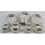 An 8 setting Rosenthal hand painted tea set of plates, cups and saucers.