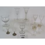 A collection of ten 18th and 19th Century drinking glasses including two Georgian examples both