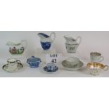 A collection of 19th Century ceramics including a fluted Worcester cup, a Hicks and Meigh cup,