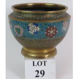 An antique Chinese brass champleve enamel jardiniere probably 19th Century.