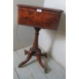 A William IV feathered mahogany teapoy with gadroon edging to lid,