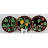 Three Portuguese Majolica fruit wall pla