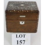 A mid 19th Century rosewood tea caddy wi