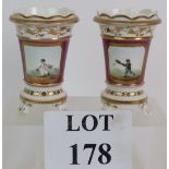 A pair of Regency porcelain spill vases