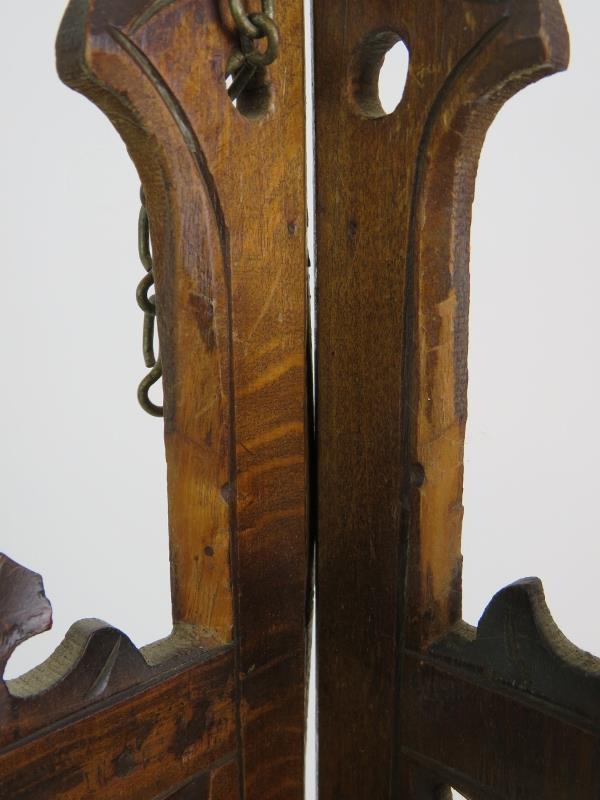 An antique carved oak folding corner she - Image 6 of 6