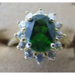 Russian diopside portrait set ring, size