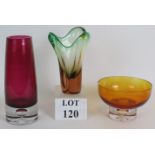 A mid century free form Art glass vase i