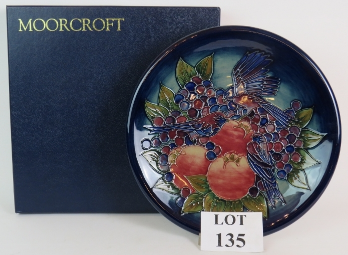 Moorcroft pottery 'Finch on Fruit' large