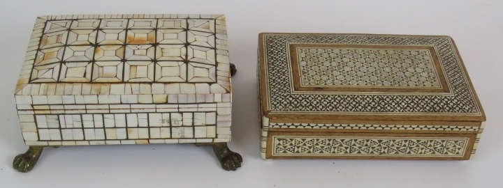 Two Eastern bone inlaid trinket boxes wi - Image 4 of 5