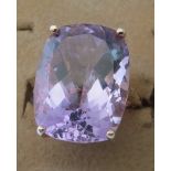 Large octagon cushion cut amethyst ring,