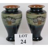 A pair of early 20th Century Royal Doulton stoneware vases by Bessie Newbery No 7998H.