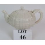 An antique aesthetic movement Belleek Pottery white Tridacna pattern No D479 tea pot,