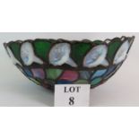 A fine quality 20th Century Tiffany style plafonnier with multicoloured stained glass panels and a
