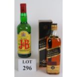 A bottle of Johnnie Walker Black Label 12 year old Scotch whisky and a bottle of J&B Rare Scotch