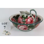 A late 19th Century Wemyss Ware pottery bowl hand decorated in cabbage rose pattern and bearing the