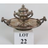An early 20th Century Tiffany & Co silver plated inkwell in the Art Nouveau style with classical