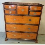 A fine 19th century Chinese camphor wood & ebonised campaign chest,